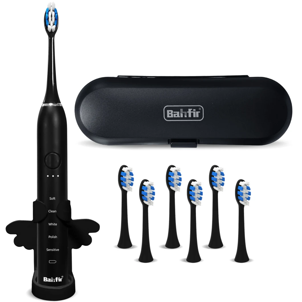 Sonic Electric Toothbrush for Adults and Kids with 6 Replacement Brush Heads, Travel Case