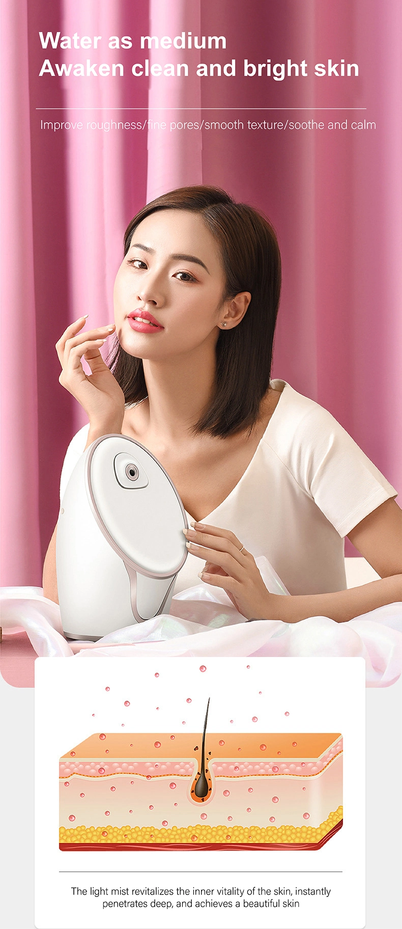 Face SPA Equipment Hot Steam Home Use Portable Nano Ionic Facial Steamer