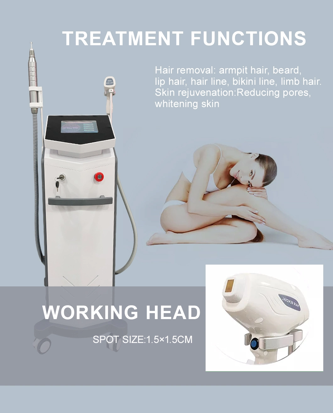 2 in 1 Function 755nm 808nm 1064nm Hair Removal Laser and Laser Tattoo Remover Beauty Device