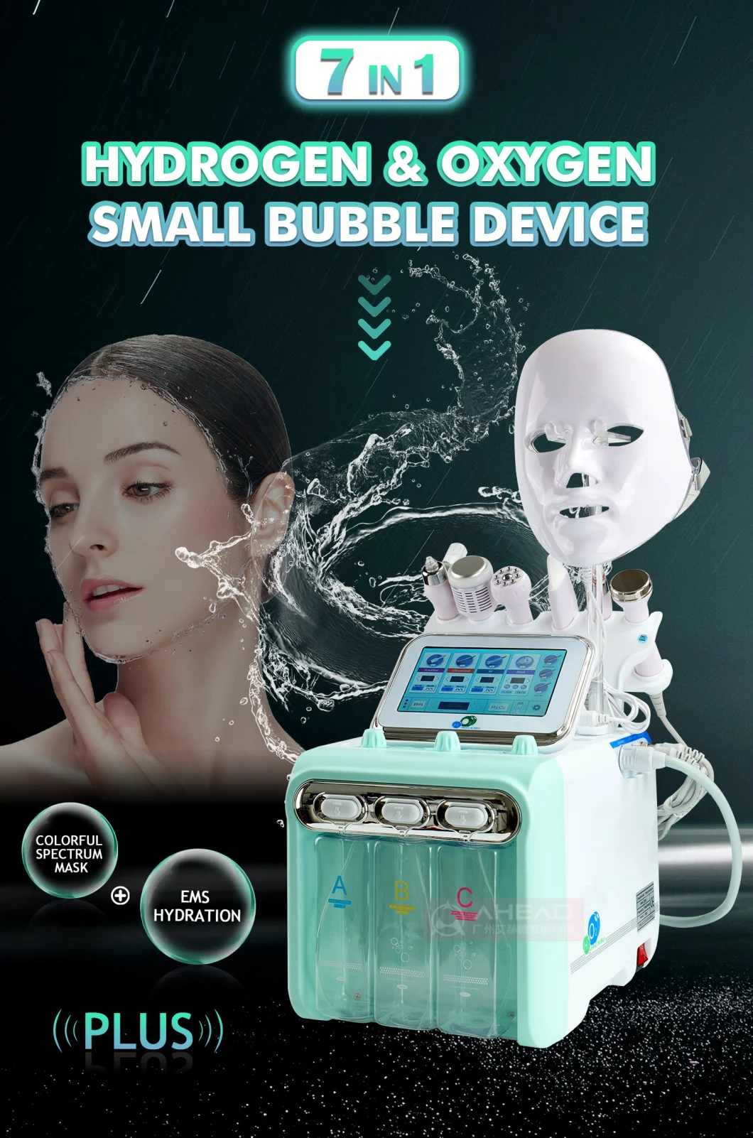 8 in 1 LED Light Therapy Oxygen RF Vacuum Cavitation EMS Slimming Skin Tightening Hydraogen Oxygen Machine