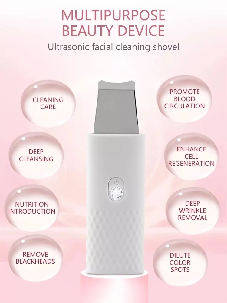 Ultrasonic Skin Scrubber Cleanser Face Cleansing Acne Removal Facial Massager Ultrasound Peeling