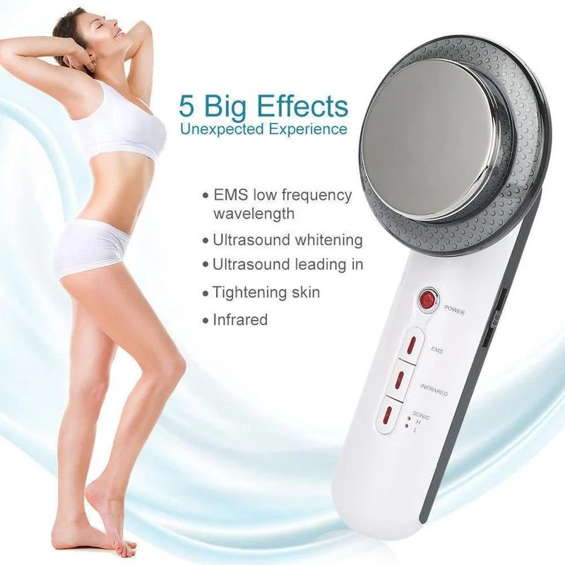 3 in 1 Home Use Anti Wrinkle Treatment Lose Weight EMS Facial Massage Machine Ultrasonic Massage Instrument Beauty Slimming Machine LED Beauty Device